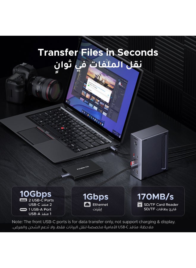 Ugreen USB C Hub 14 in 1 Type C  Docking Station Triple Display,1*DP 8K,  2*HDMI 4K, 1* USB A +2 *USB  C 10Gbps, 2* USB 5Gbps, 1*SD & TF Reader, 1*1Gbps Ethernet, 1*100W Upstream Port, 1*27W USB C 1*3.5mm - Image 5